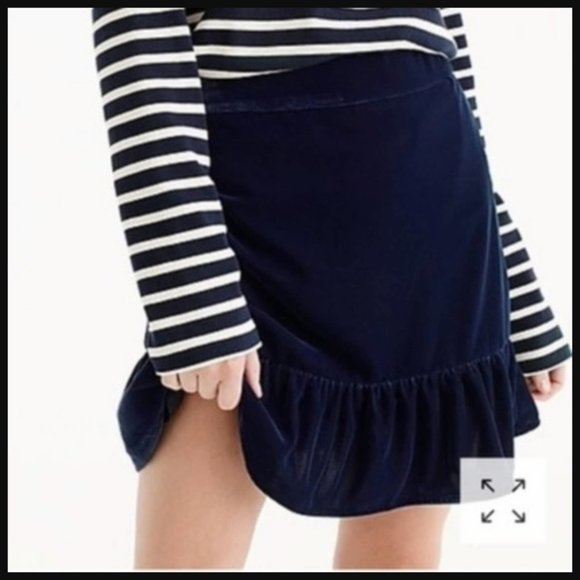 J. Crew Dresses & Skirts - J CREW navy velvet mini skirt with ruffle hem NWOT